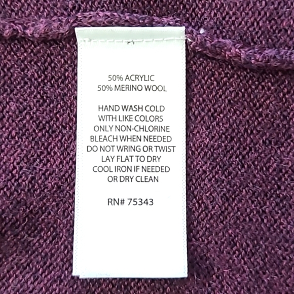 Ellen Tracy Plum Long Knit Open Front Vest Merino Wool Blend Pockets Size Medium - Picture 8 of 10